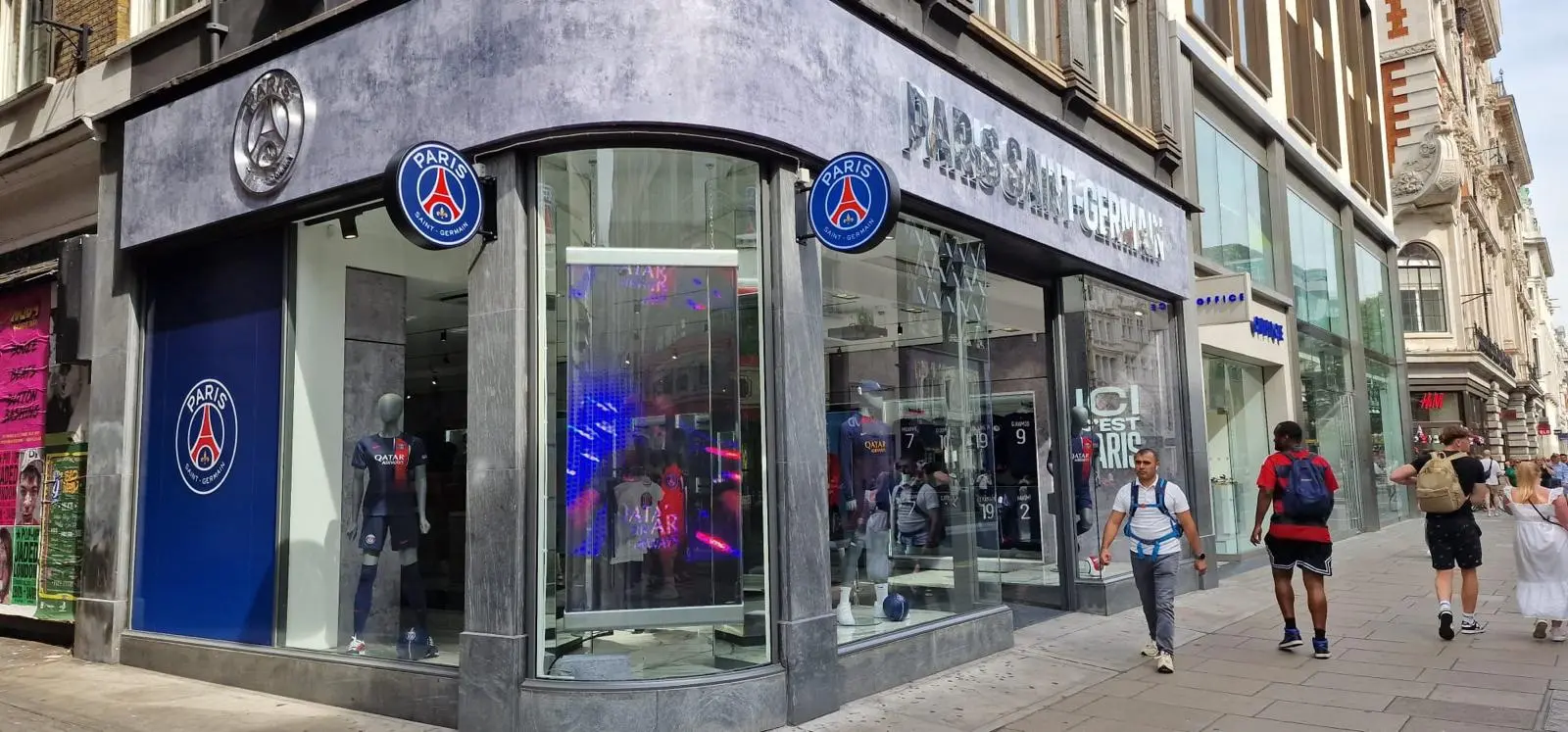 Professional office signage for Paris Saint Germain store showcasing premium branding