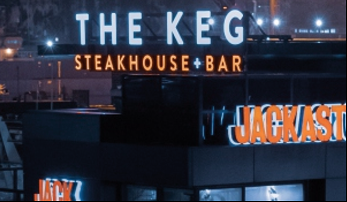 Halo illuminated sign for The Keg Steakhouse & Bar.